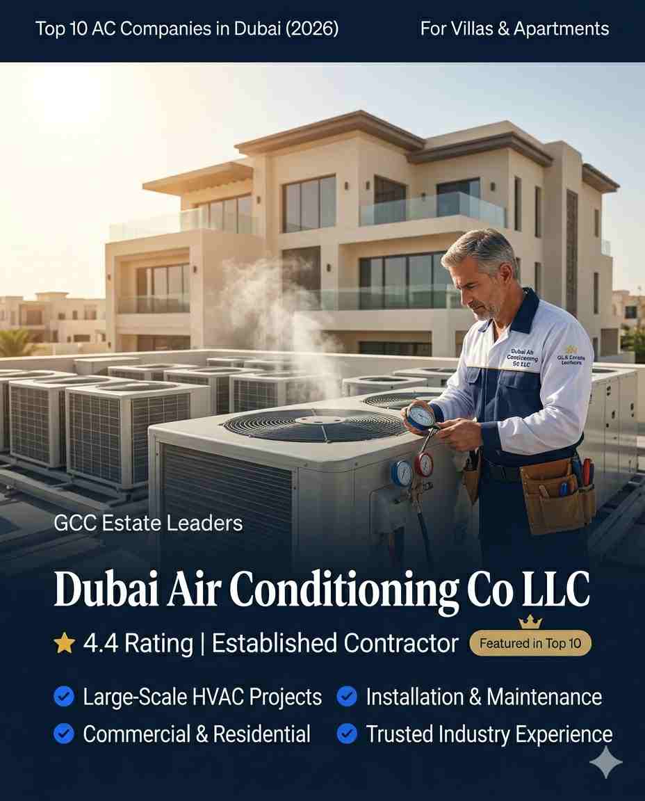 Top 10 AC Companies in Dubai for Villas & Apartments - 2026 Edition 8 HVAC installation company Dubai Dubai Air Conditioning Co technician installing central air conditioning system