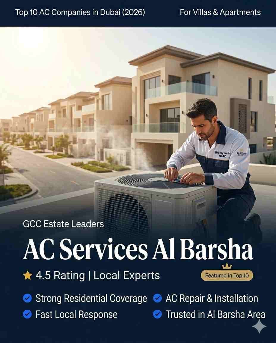 Top 10 AC Companies in Dubai for Villas & Apartments - 2026 Edition 10 Local AC repair Al Barsha Dubai technician servicing apartment air conditioner quick maintenance